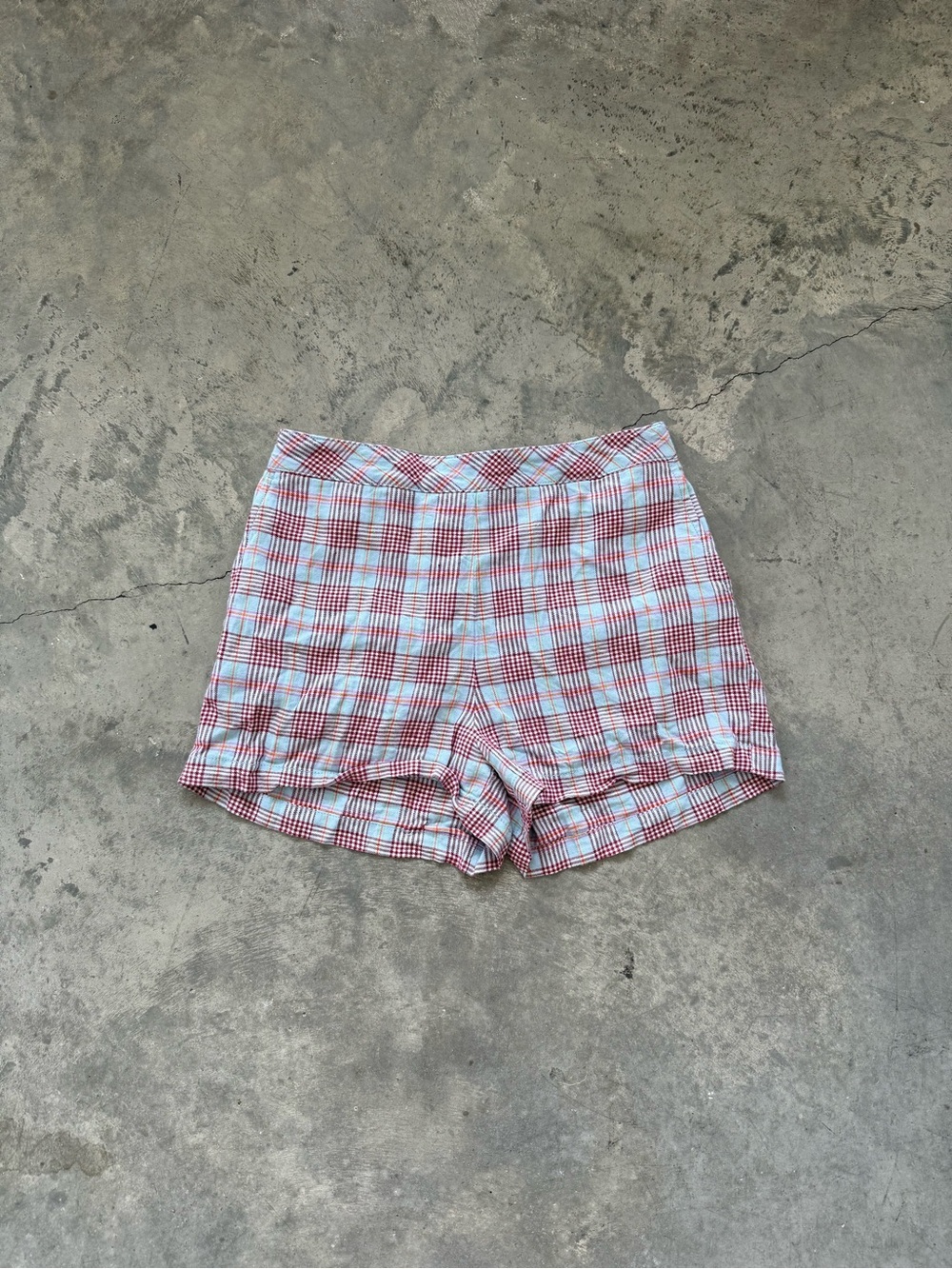 Maeve Plaid Bermuda Shorts - Red and Light Blue